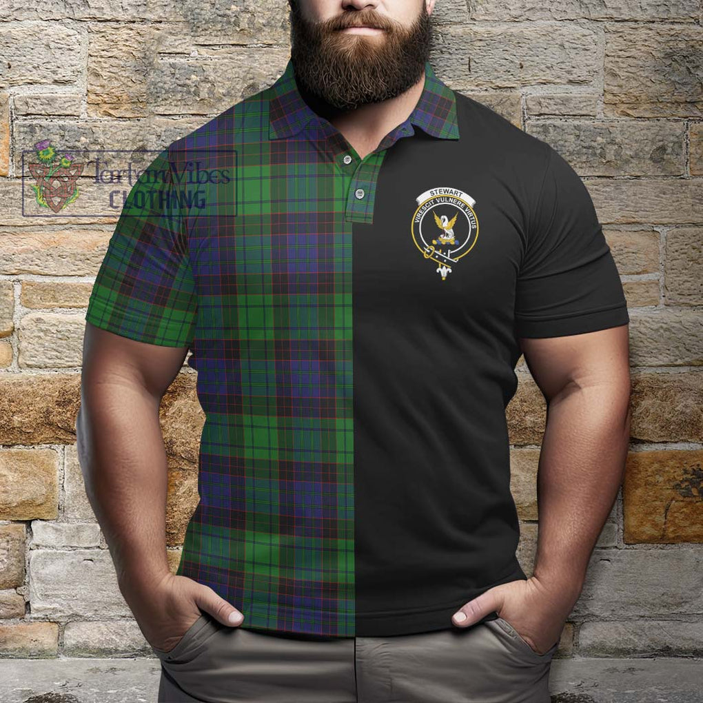 Stewart Old Modern Tartan Polo Shirt with Family Crest and Half Of Me Style - Tartanvibesclothing Shop