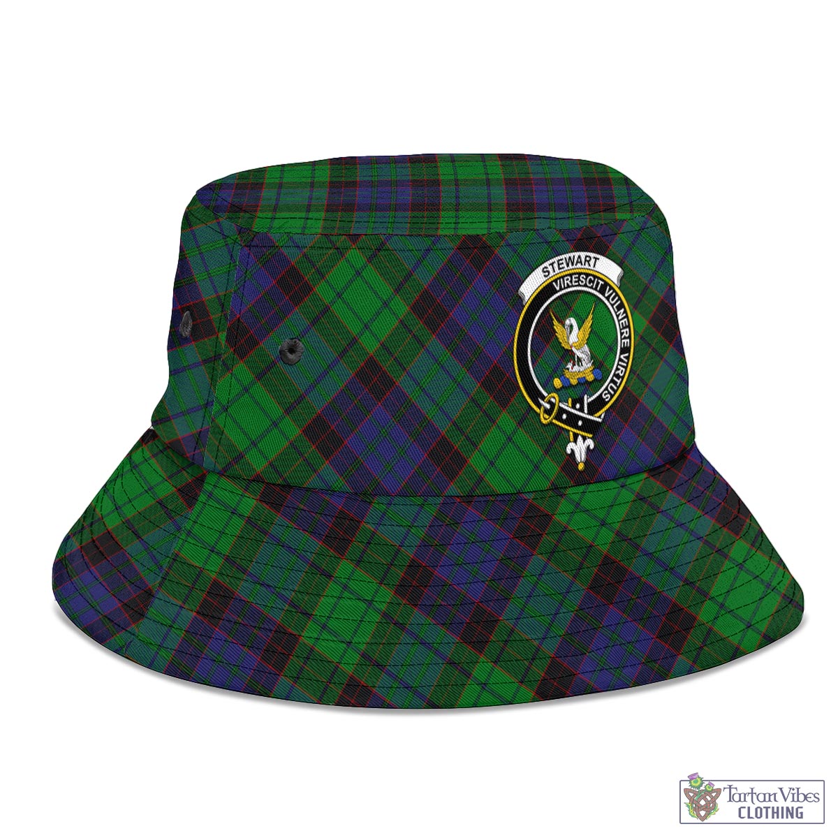 Tartan Vibes Clothing Stewart Old Modern Tartan Bucket Hat with Family Crest