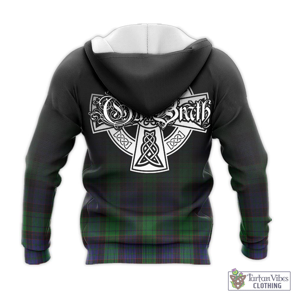 Tartan Vibes Clothing Stewart Old Modern Tartan Knitted Hoodie Featuring Alba Gu Brath Family Crest Celtic Inspired