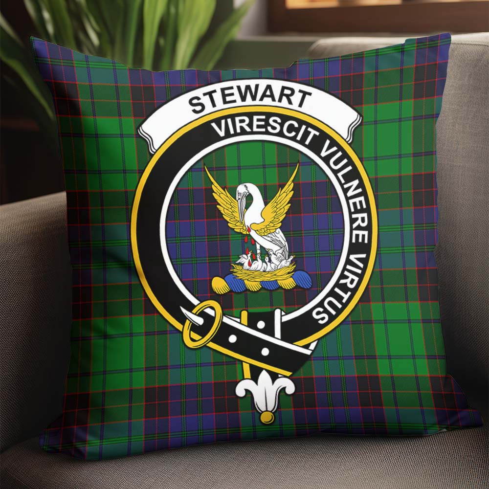 Stewart Old Modern Tartan Pillow Cover with Family Crest - Tartanvibesclothing