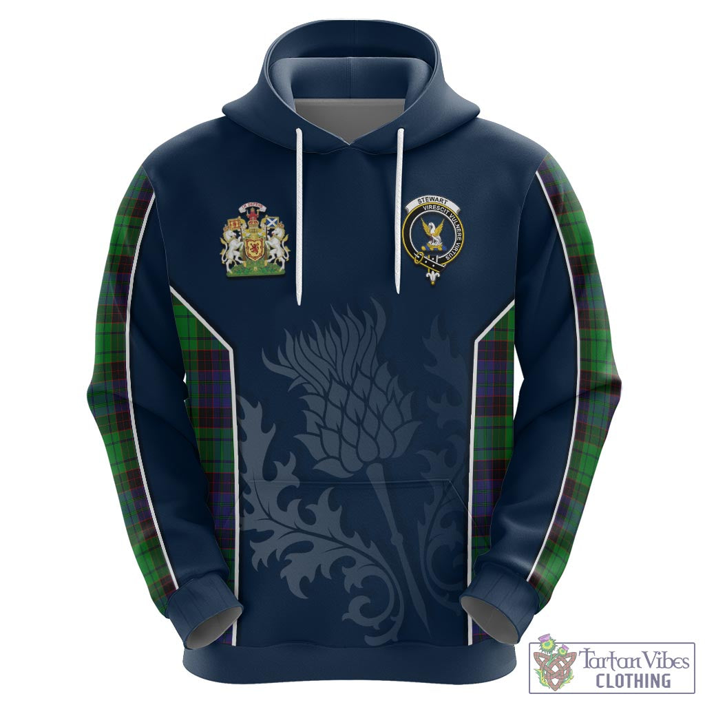 Tartan Vibes Clothing Stewart Old Modern Tartan Hoodie with Family Crest and Scottish Thistle Vibes Sport Style