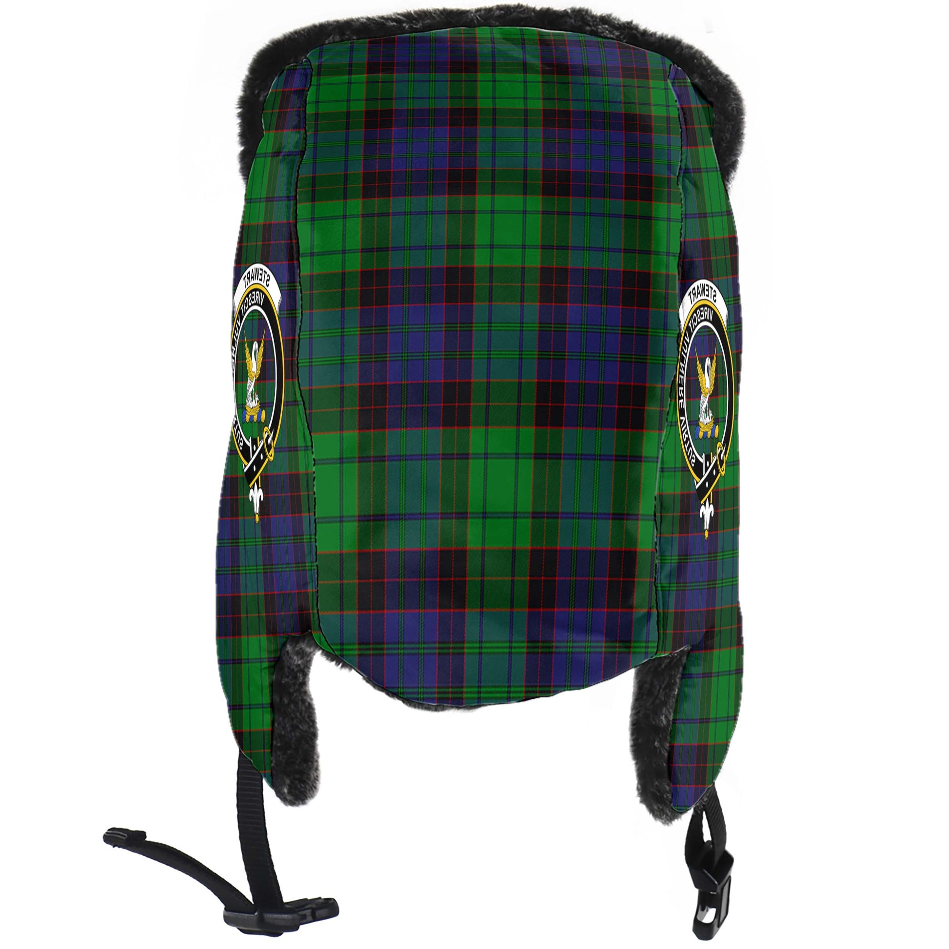 Stewart Old Modern Tartan Winter Trapper Hat with Family Crest - Tartanvibesclothing