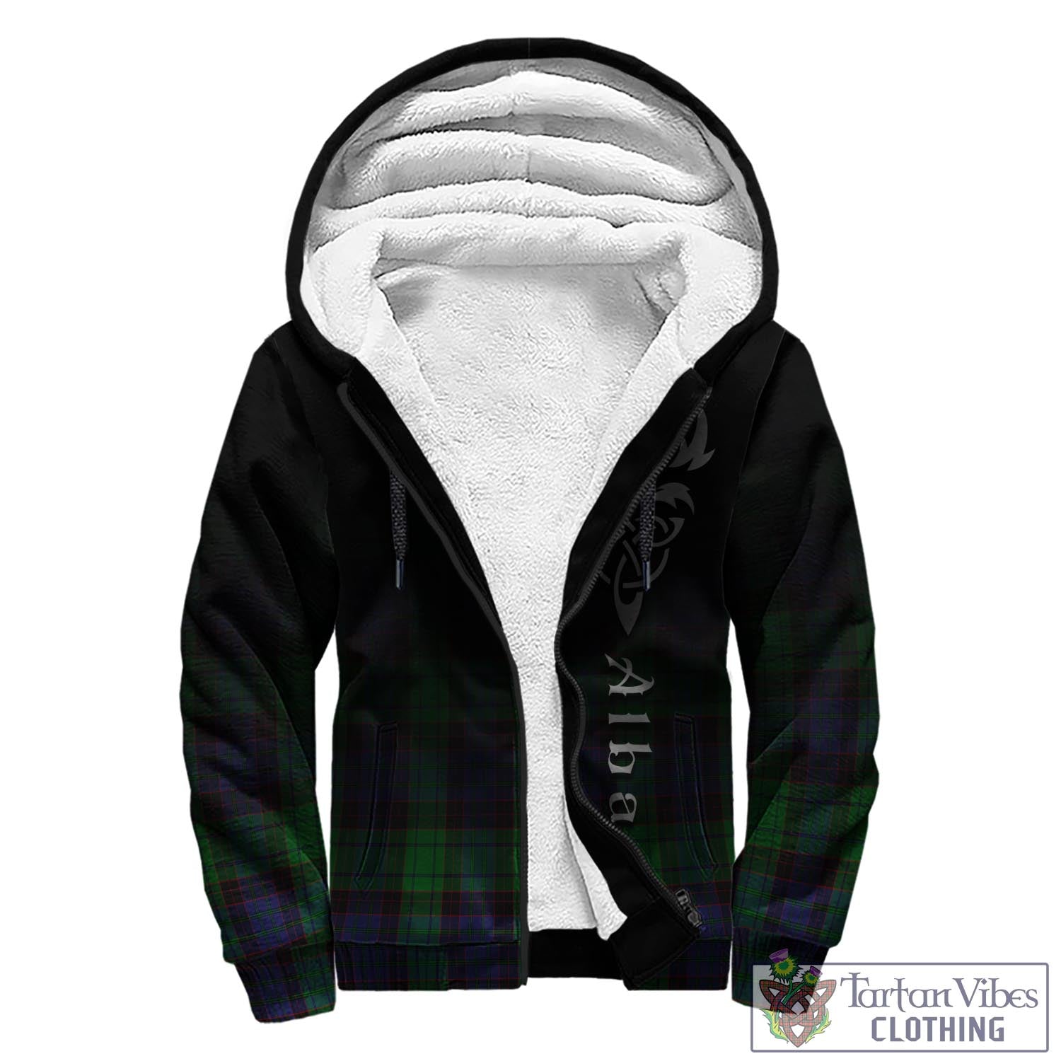 Tartan Vibes Clothing Stewart Old Modern Tartan Sherpa Hoodie Featuring Alba Gu Brath Family Crest Celtic Inspired