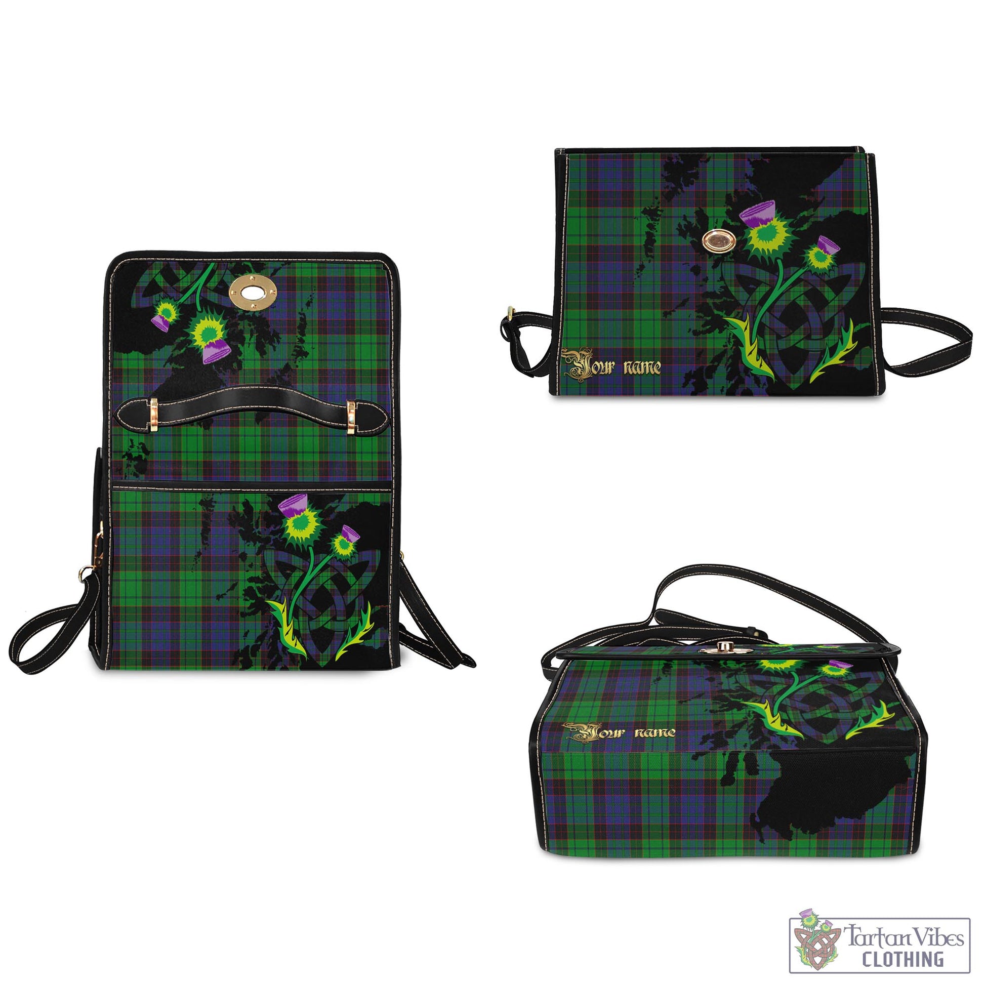 Tartan Vibes Clothing Stewart Old Modern Tartan Waterproof Canvas Bag with Scotland Map and Thistle Celtic Accents