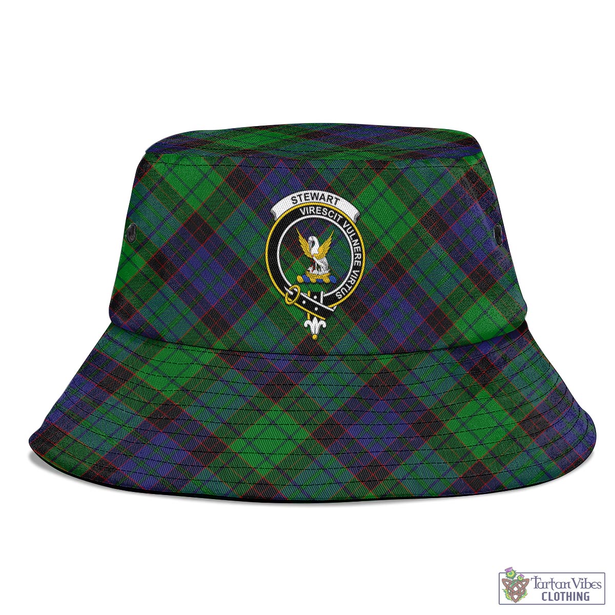 Tartan Vibes Clothing Stewart Old Modern Tartan Bucket Hat with Family Crest