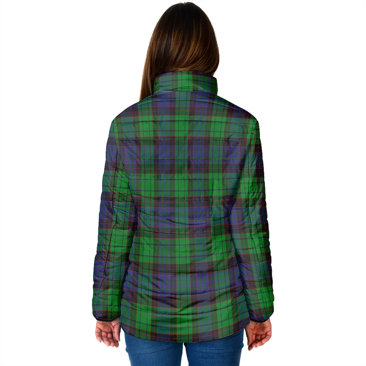 Stewart Old Modern Tartan Padded Jacket with Family Crest - Tartan Vibes Clothing