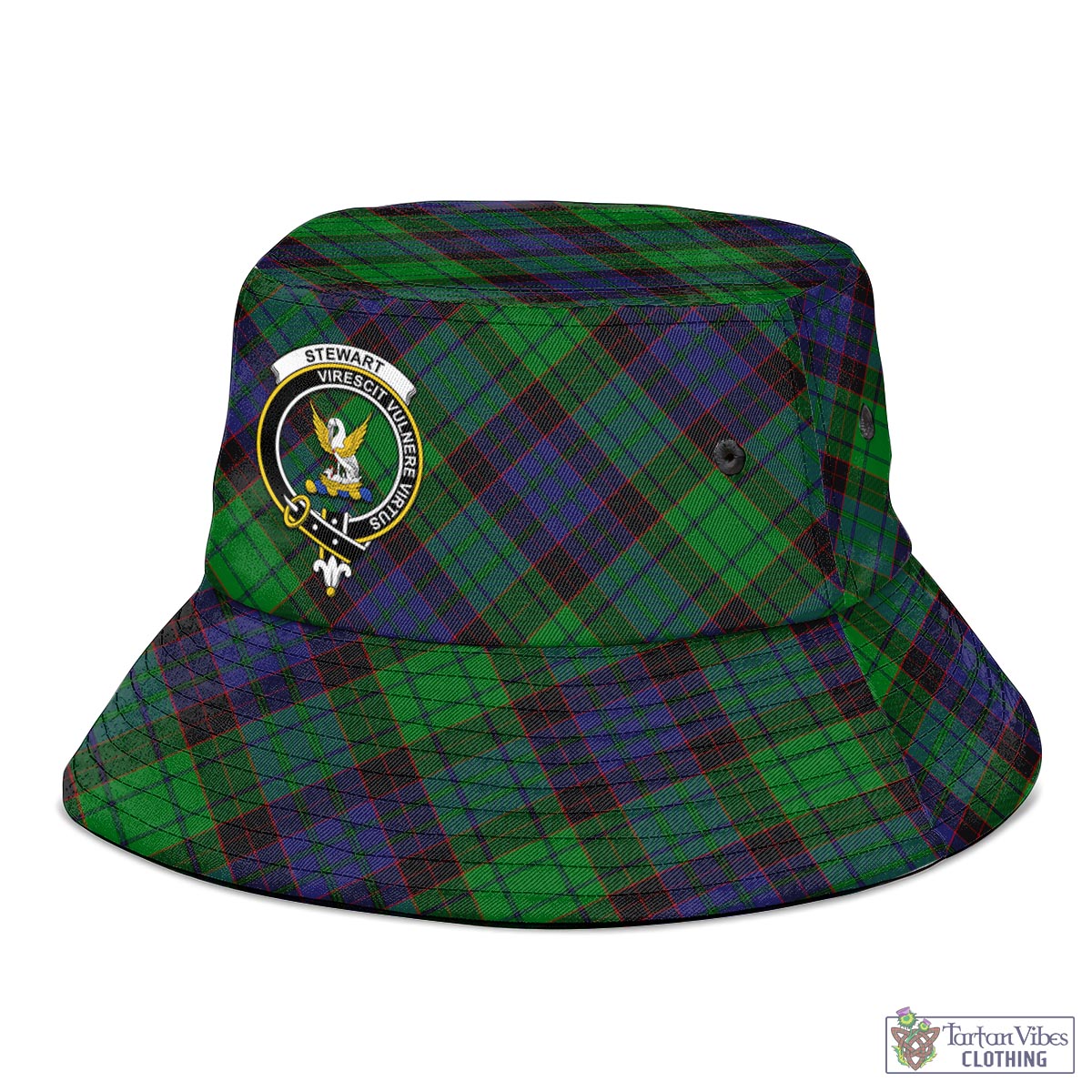 Tartan Vibes Clothing Stewart Old Modern Tartan Bucket Hat with Family Crest