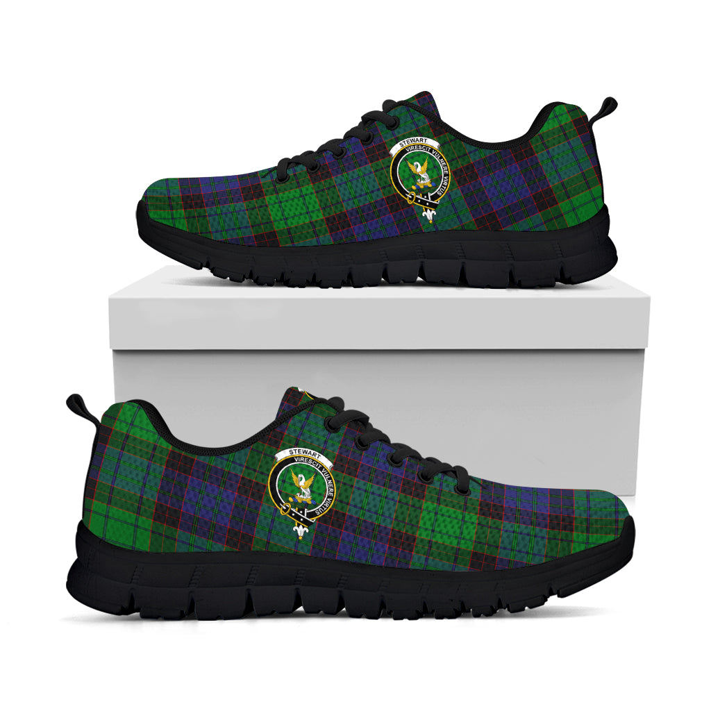 Stewart Old Modern Tartan Sneakers with Family Crest - Tartan Vibes Clothing