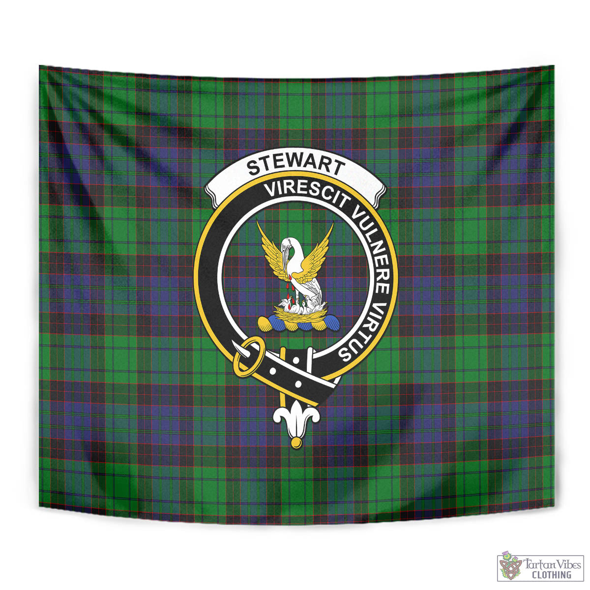 Tartan Vibes Clothing Stewart Old Modern Tartan Tapestry Wall Hanging and Home Decor for Room with Family Crest