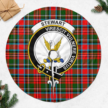 Stewart Royal Tartan Christmas Tree Skirt with Family Crest