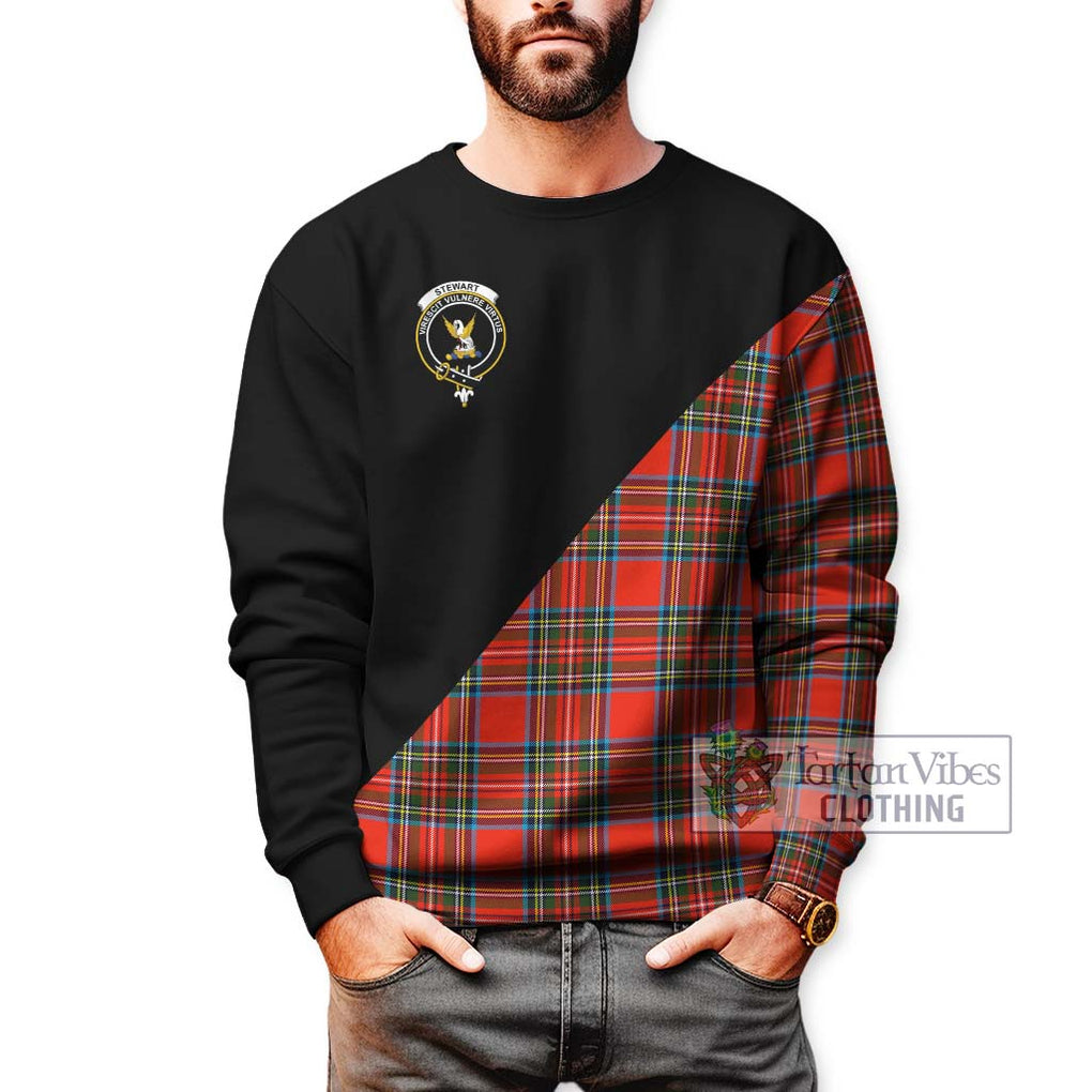 Stewart (Stuart) Tartan Sweatshirt with Family Crest and Military Logo Style Unisex - Tartanvibesclothing Shop