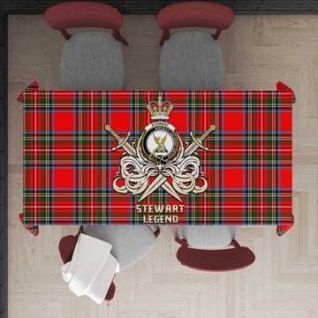 Stewart (Stuart) Tartan Tablecloth with Clan Crest and the Golden Sword of Courageous Legacy