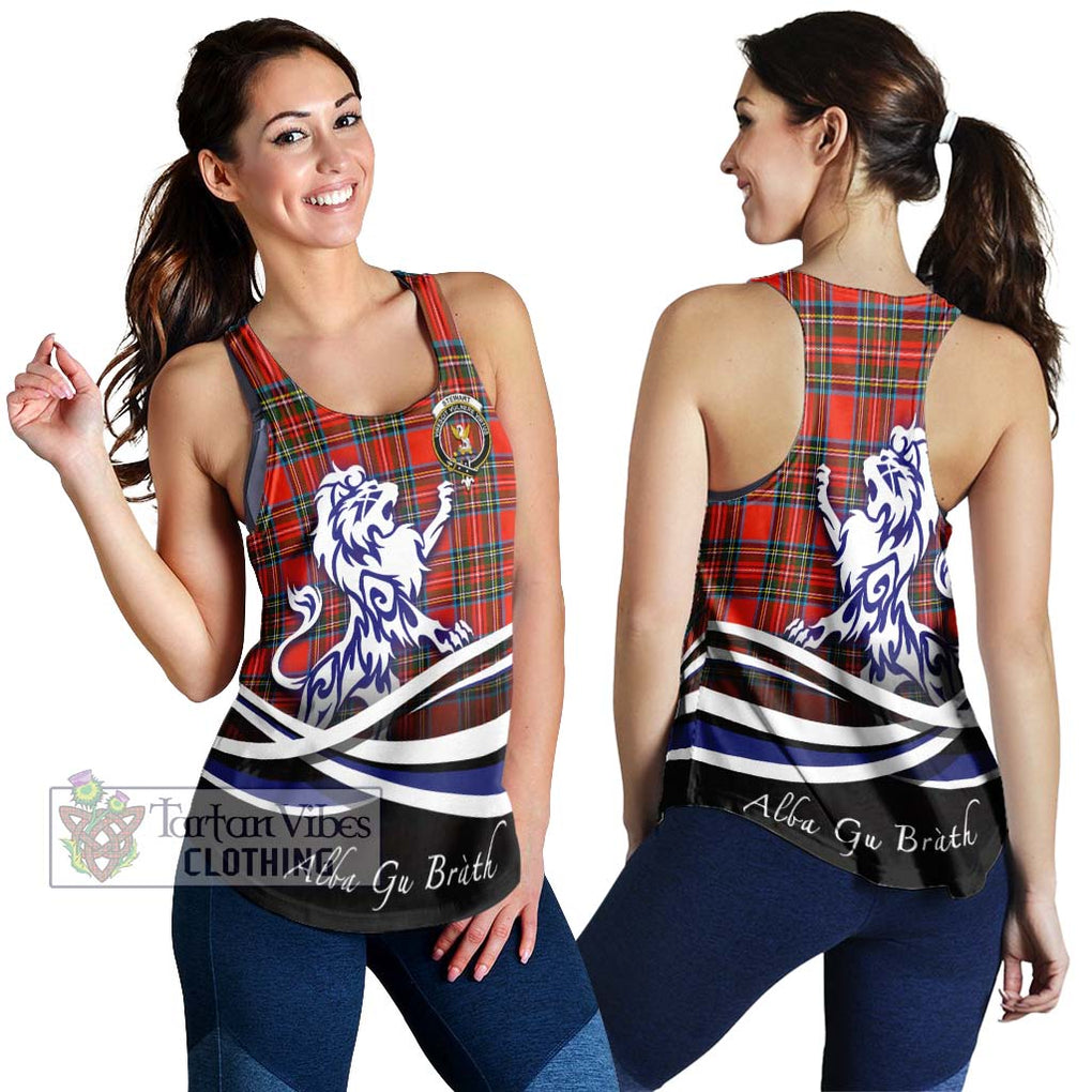 Stewart (Stuart) Tartan Women's Racerback Tanks with Alba Gu Brath Regal Lion Emblem 4XL - Tartanvibesclothing Shop