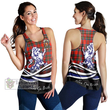 Stewart (Stuart) Tartan Women's Racerback Tanks with Alba Gu Brath Regal Lion Emblem