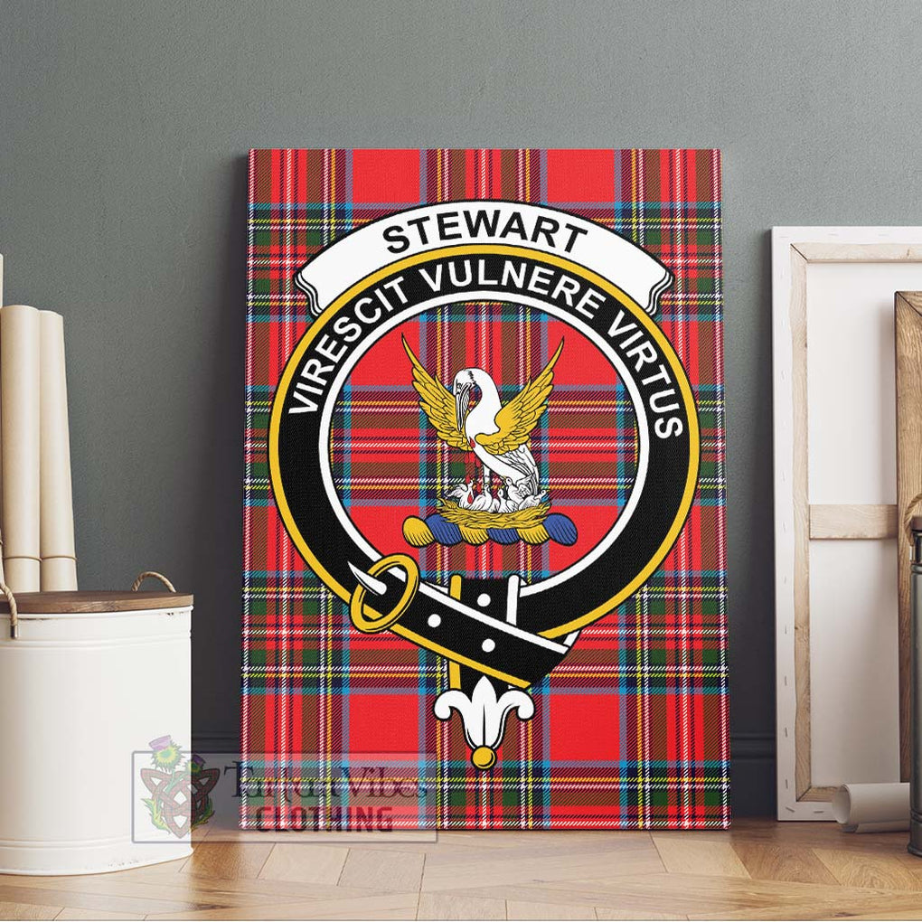 Stewart (Stuart) Tartan Canvas Print Wall Art with Family Crest Without Frame - Tartan Vibes Clothing