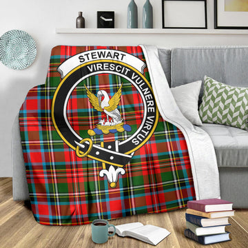 Stewart (Stuart) Tartan Blanket with Family Crest