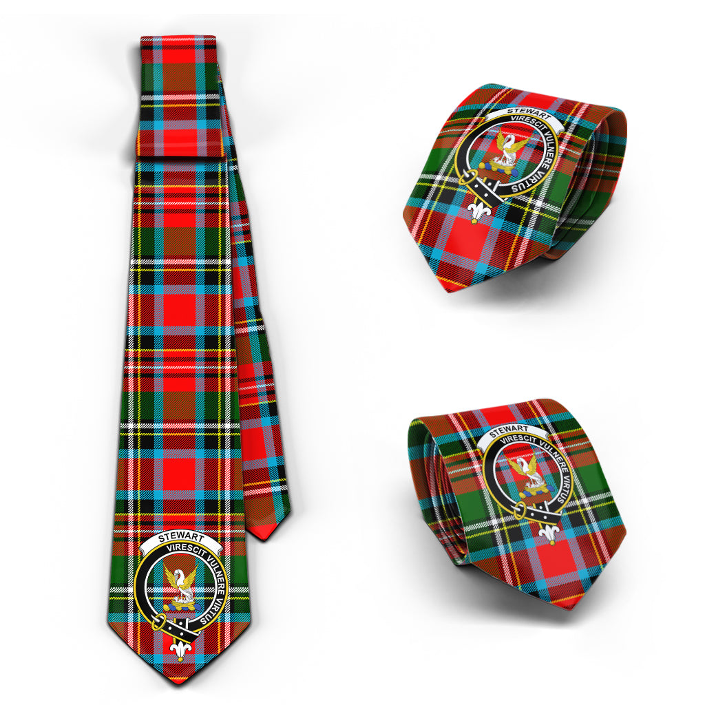 Stewart (Stuart) Tartan Classic Necktie with Family Crest Necktie One Size - Tartan Vibes Clothing