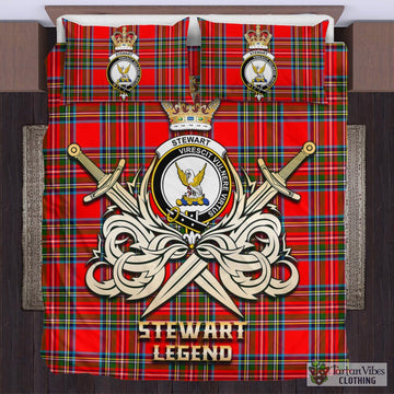 Stewart (Stuart) Tartan Bedding Set with Clan Crest and the Golden Sword of Courageous Legacy