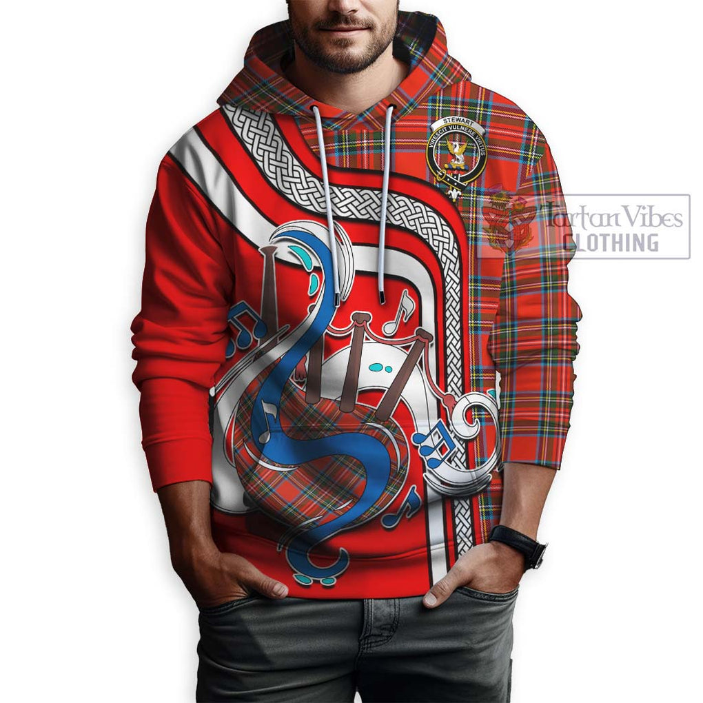 Stewart (Stuart) Tartan Hoodie with Epic Bagpipe Style Zip Hoodie - Tartanvibesclothing Shop