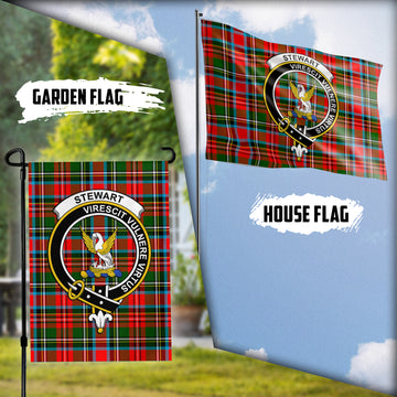 Stewart Royal Tartan Flag with Family Crest