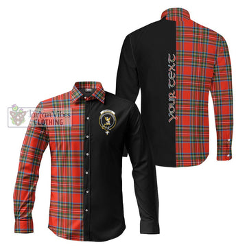 Stewart (Stuart) Tartan Long Sleeve Button Shirt with Family Crest and Half Of Me Style