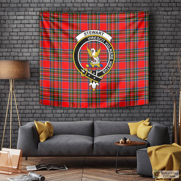 Stewart (Stuart) Tartan Tapestry Wall Hanging and Home Decor for Room with Family Crest