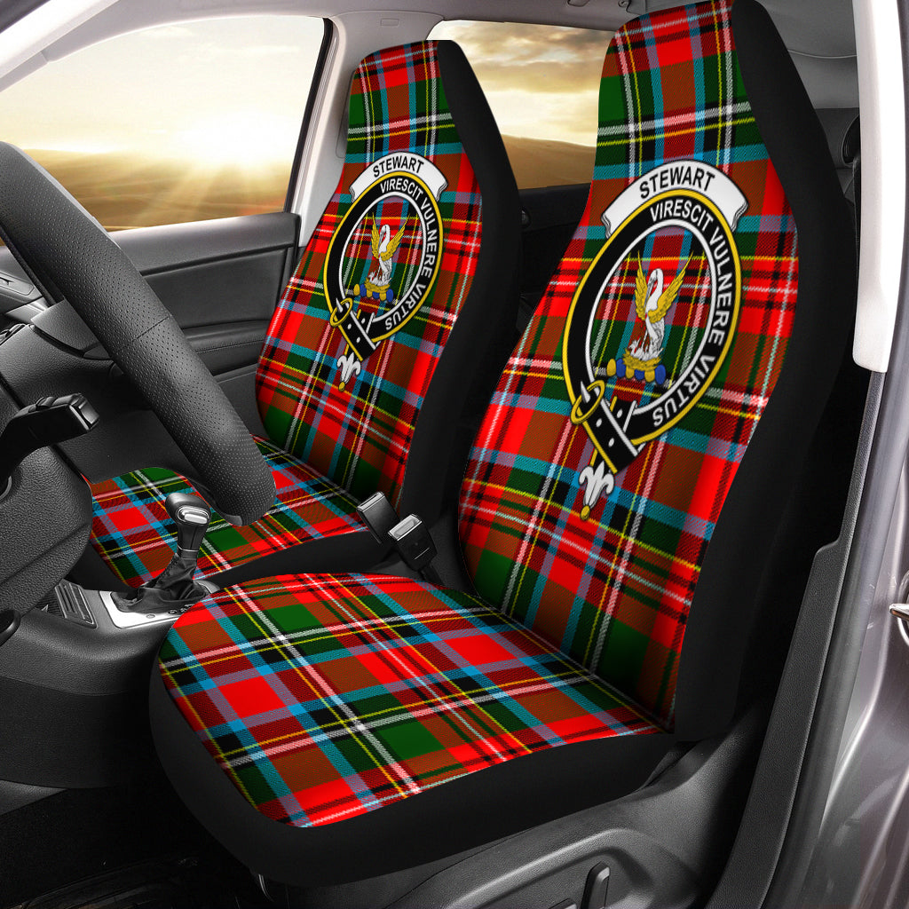 Stewart Royal Tartan Car Seat Cover with Family Crest One Size - Tartanvibesclothing