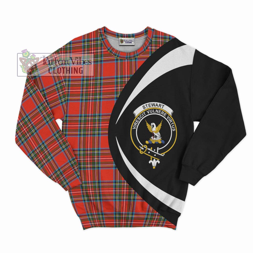 Stewart (Stuart) Tartan Sweatshirt with Family Crest Circle Style Unisex - Tartan Vibes Clothing