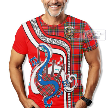 Stewart (Stuart) Tartan T-Shirt with Epic Bagpipe Style