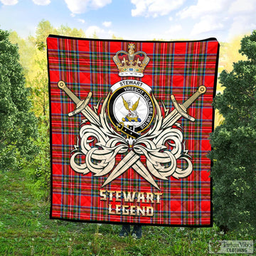 Stewart (Stuart) Tartan Quilt with Clan Crest and the Golden Sword of Courageous Legacy