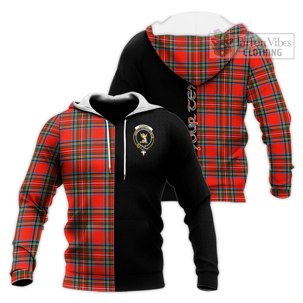 Stewart (Stuart) Tartan Knitted Hoodie with Family Crest and Half Of Me Style Unisex Knitted Pullover Hoodie - Tartanvibesclothing Shop