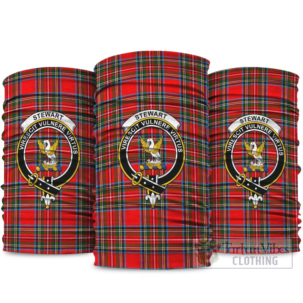 Stewart Royal Tartan Neck Gaiters, Tartan Bandanas, Tartan Head Band with Family Crest