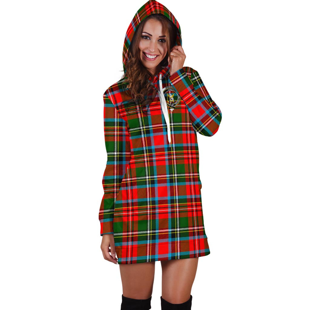 Stewart (Stuart) Tartan Hoodie Dress with Family Crest - Tartan Vibes Clothing