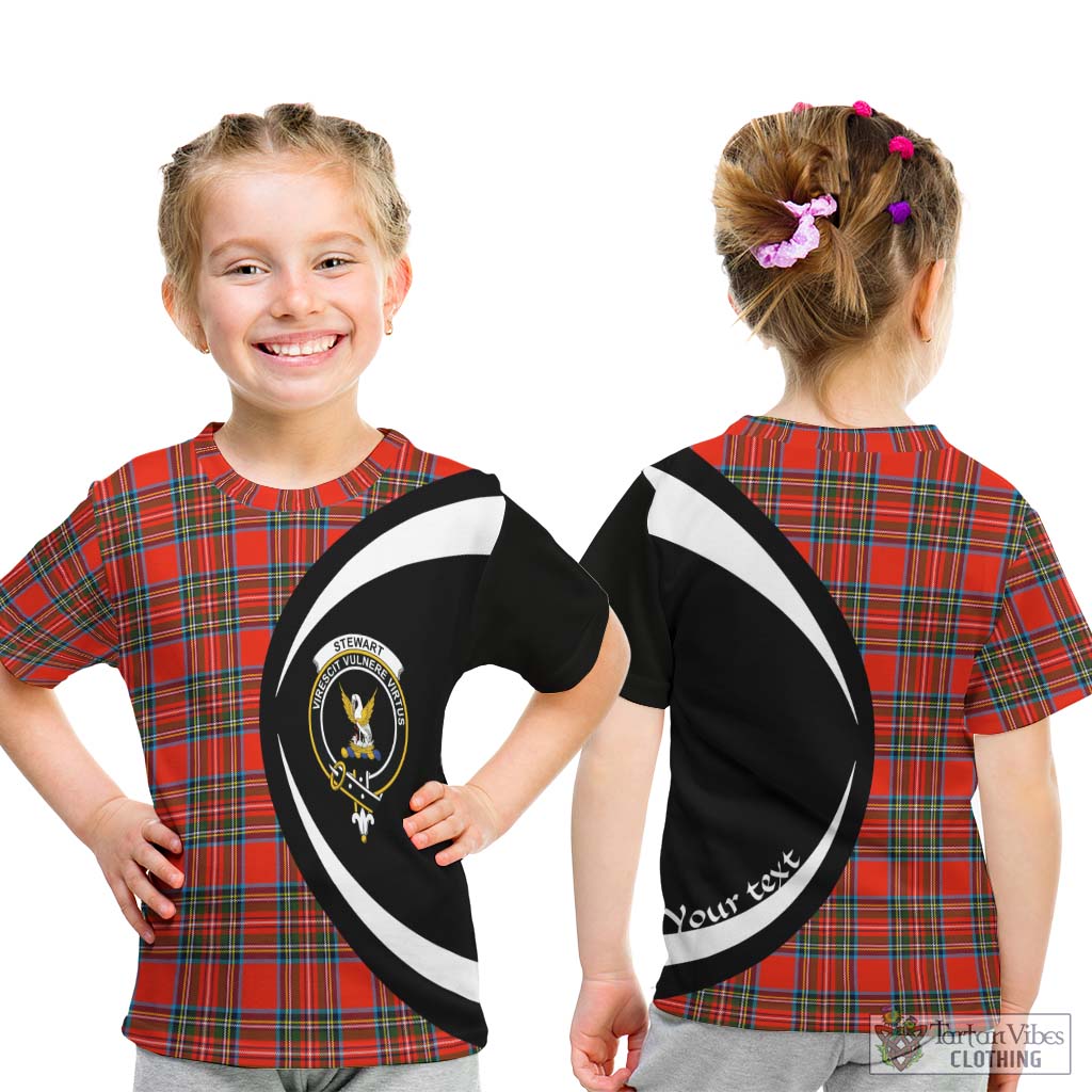 Stewart (Stuart) Tartan Kid T-Shirt with Family Crest Circle Style - Tartan Vibes Clothing