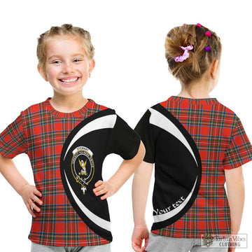 Stewart (Stuart) Tartan Kid T-Shirt with Family Crest Circle Style