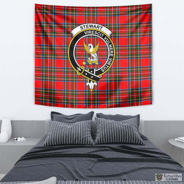 Stewart (Stuart) Tartan Tapestry Wall Hanging and Home Decor for Room with Family Crest