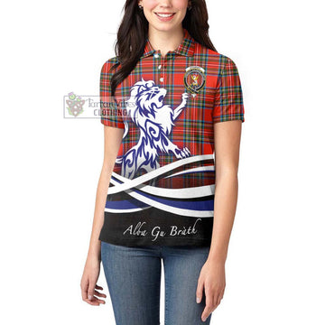 Stewart (Stuart) Tartan Women's Polo Shirt with Alba Gu Brath Regal Lion Emblem