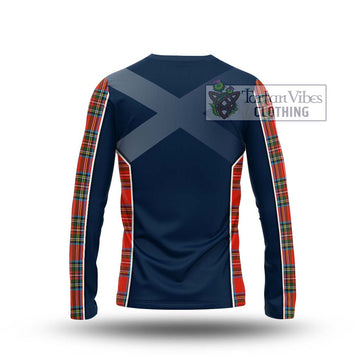 Stewart (Stuart) Tartan Long Sleeve T-Shirt with Family Crest and Lion Rampant Vibes Sport Style