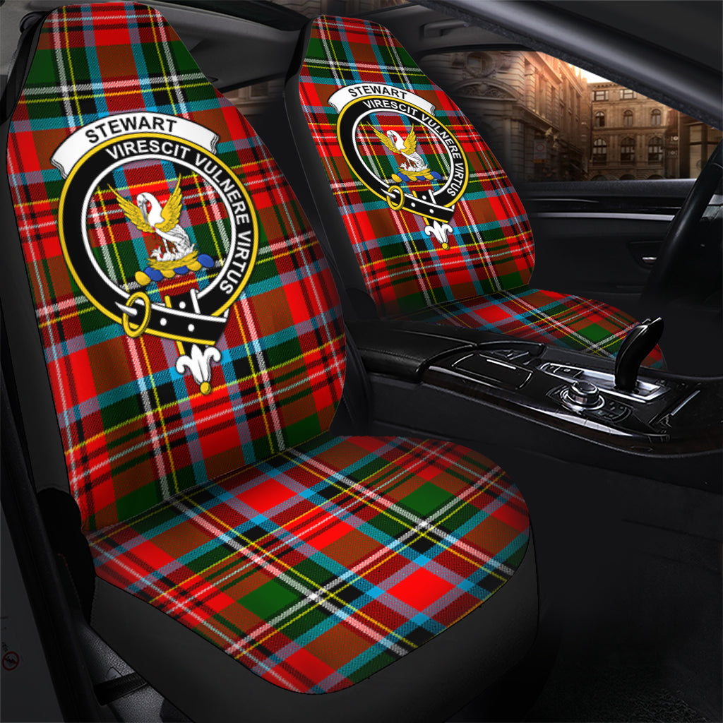 Stewart Royal Tartan Car Seat Cover with Family Crest - Tartanvibesclothing