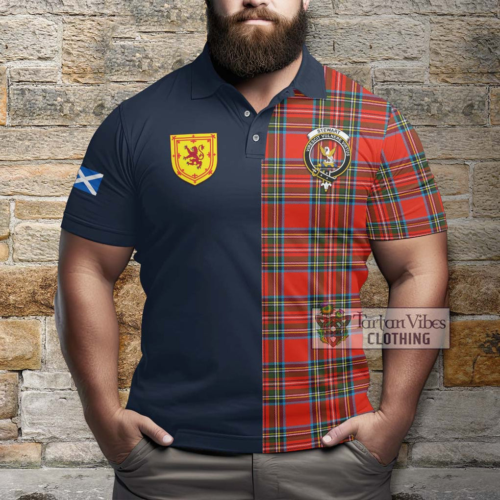 Stewart (Stuart) Tartan Polo Shirt Alba with Scottish Lion Royal Arm Half Style - Tartan Vibes Clothing