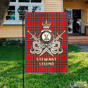 Stewart (Stuart) Tartan Flag with Clan Crest and the Golden Sword of Courageous Legacy