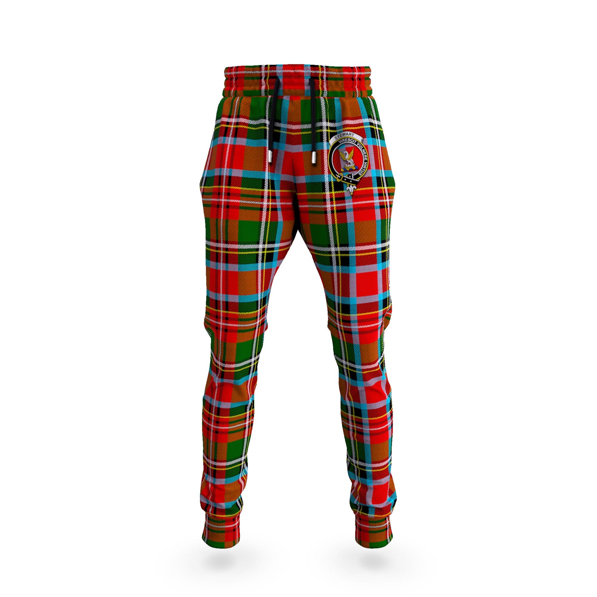 Stewart (Stuart) Tartan Joggers Pants with Family Crest 5XL - Tartan Vibes Clothing