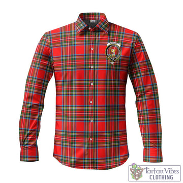 Stewart (Stuart) Tartan Long Sleeve Button Up Shirt with Family Crest