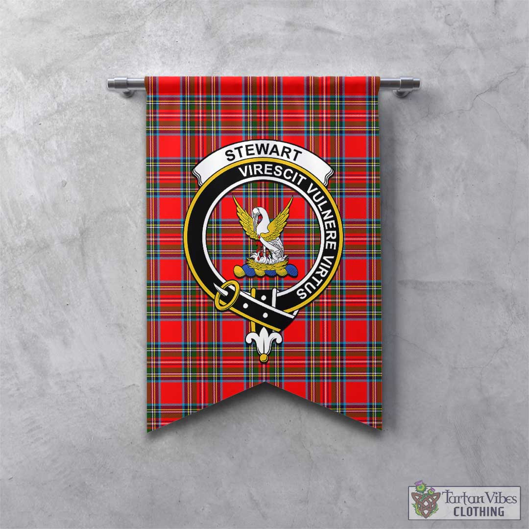 Tartan Vibes Clothing Stewart Royal Tartan Gonfalon, Tartan Banner with Family Crest