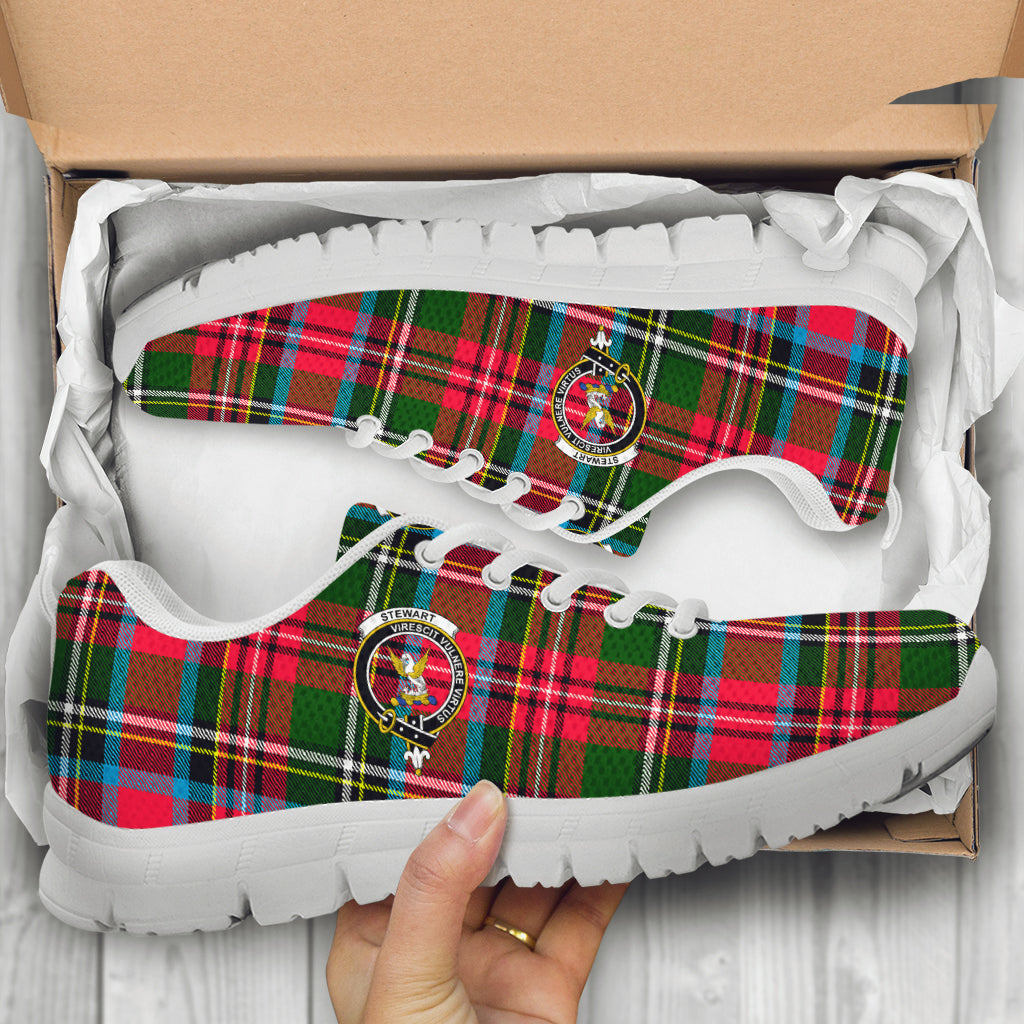 Stewart (Stuart) Tartan Sneakers with Family Crest - Tartan Vibes Clothing