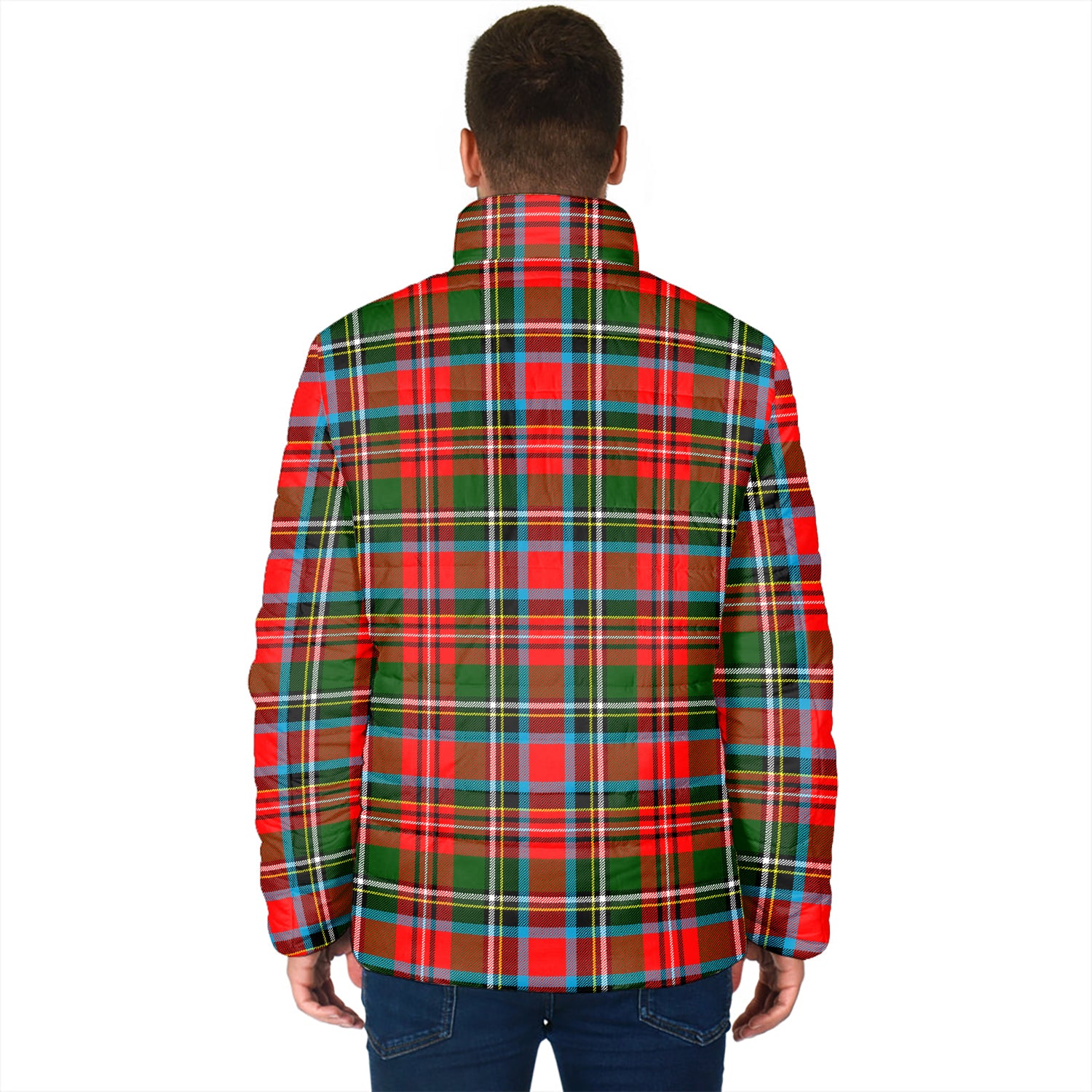 Stewart (Stuart) Tartan Padded Jacket with Family Crest - Tartan Vibes Clothing