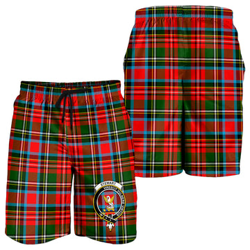 Stewart (Stuart) Tartan Mens Shorts with Family Crest