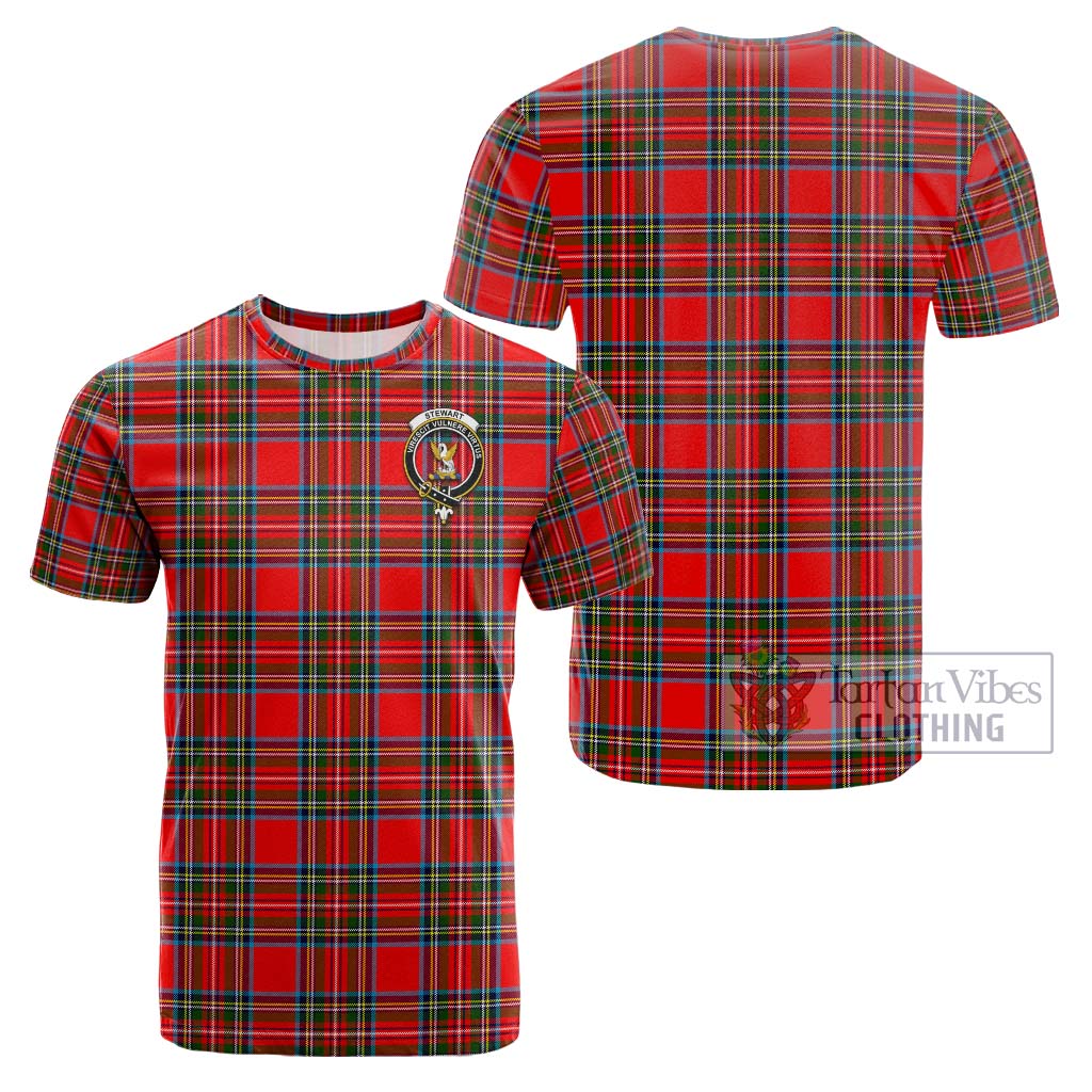 Stewart (Stuart) Tartan Cotton T-Shirt with Family Crest Kid's Shirt - Tartanvibesclothing Shop