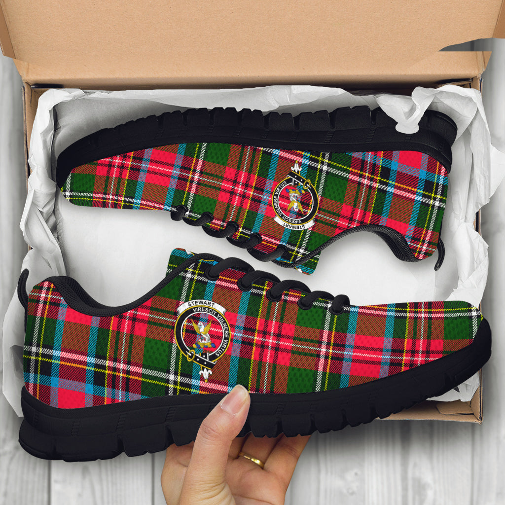 Stewart (Stuart) Tartan Sneakers with Family Crest - Tartan Vibes Clothing