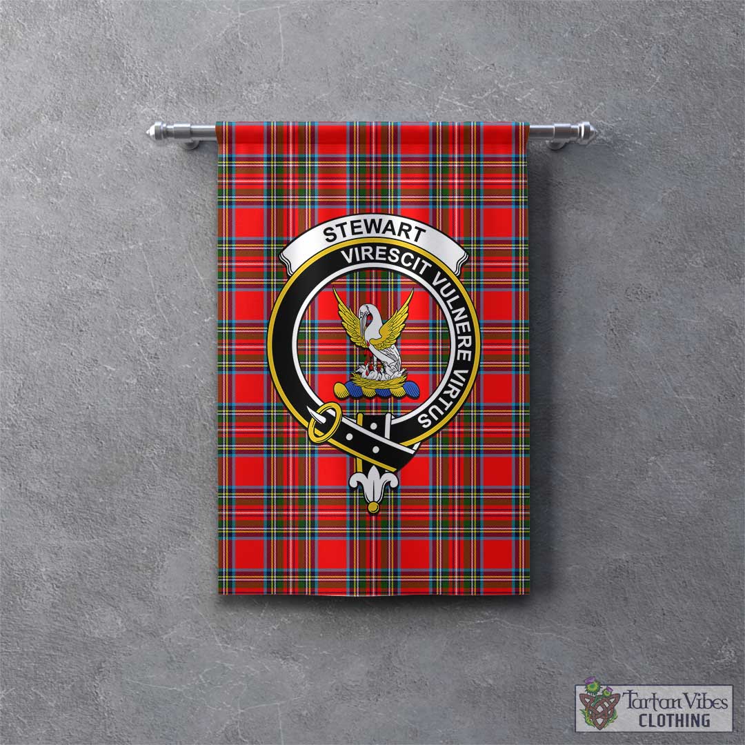 Tartan Vibes Clothing Stewart Royal Tartan Gonfalon, Tartan Banner with Family Crest